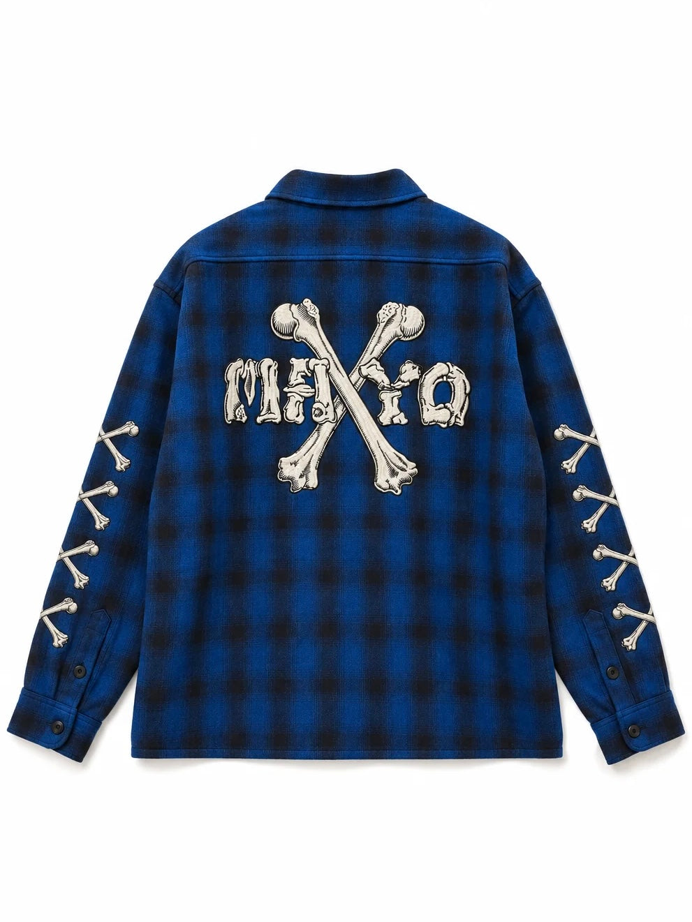 MAYO CROSS BORN EMBROIDERY LONG SLEEVED CHECK SHIRT(BLUE)