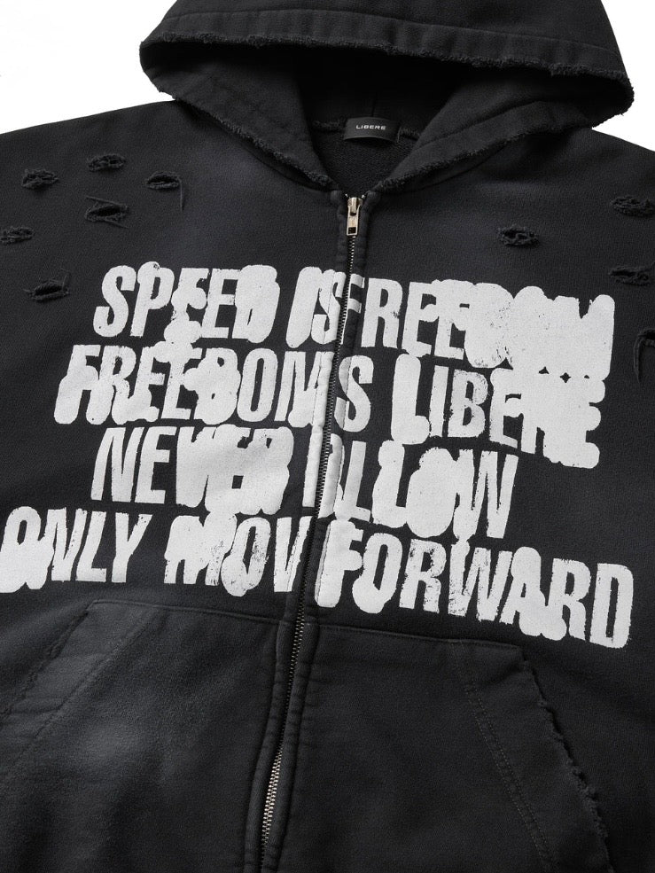FULL SPEED ZIP HOODIE / BLACK