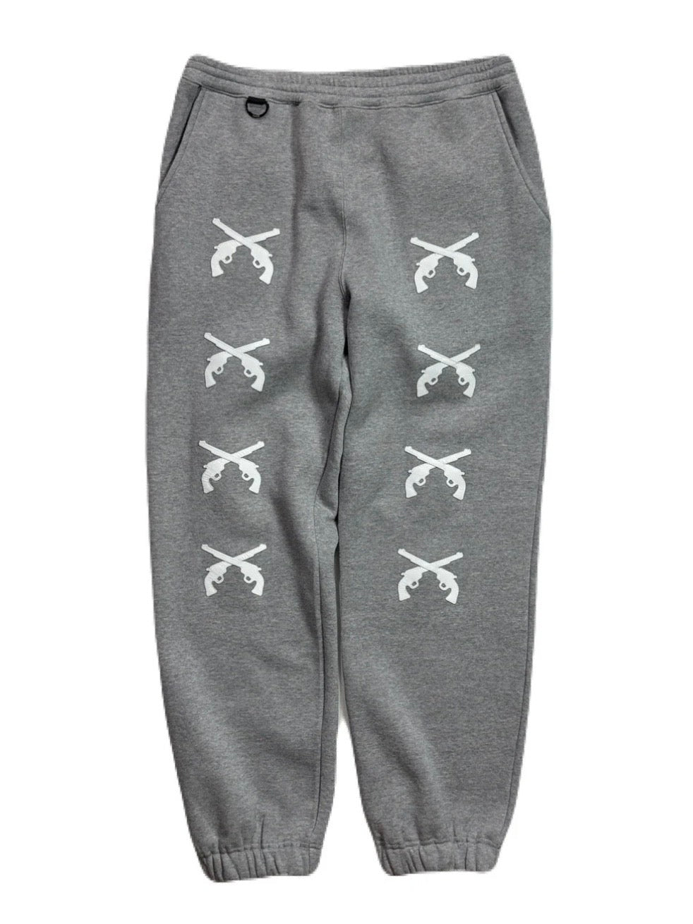 CROSSGUN LEATHER PATCH SWEAT PANTS(GRAY)