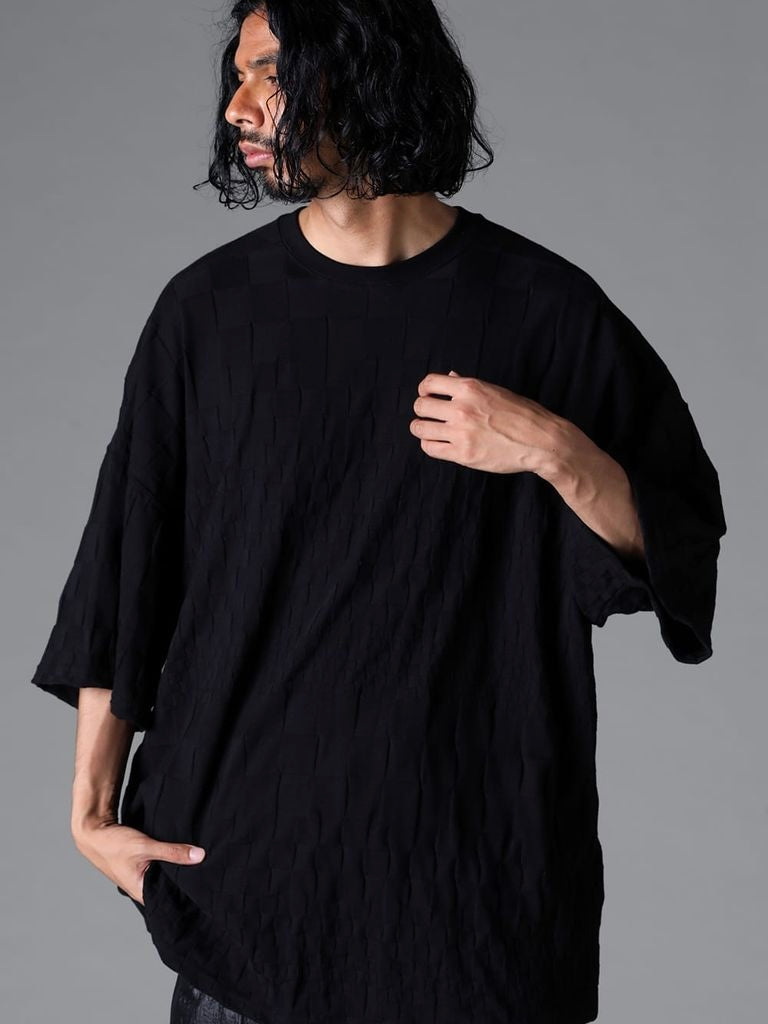 GRADIENT PLAID PATTERN JUMBO TEE