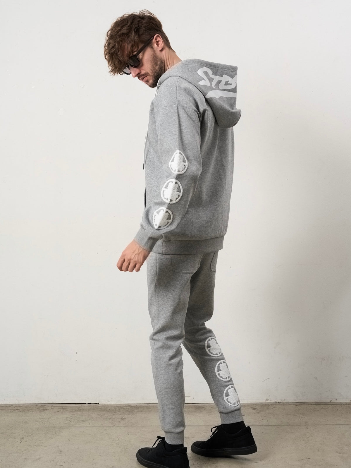 T/Rストレッチポンチ ターゲットベアサガラパッチワーク フロッキー ジョグパンツ(GRY)