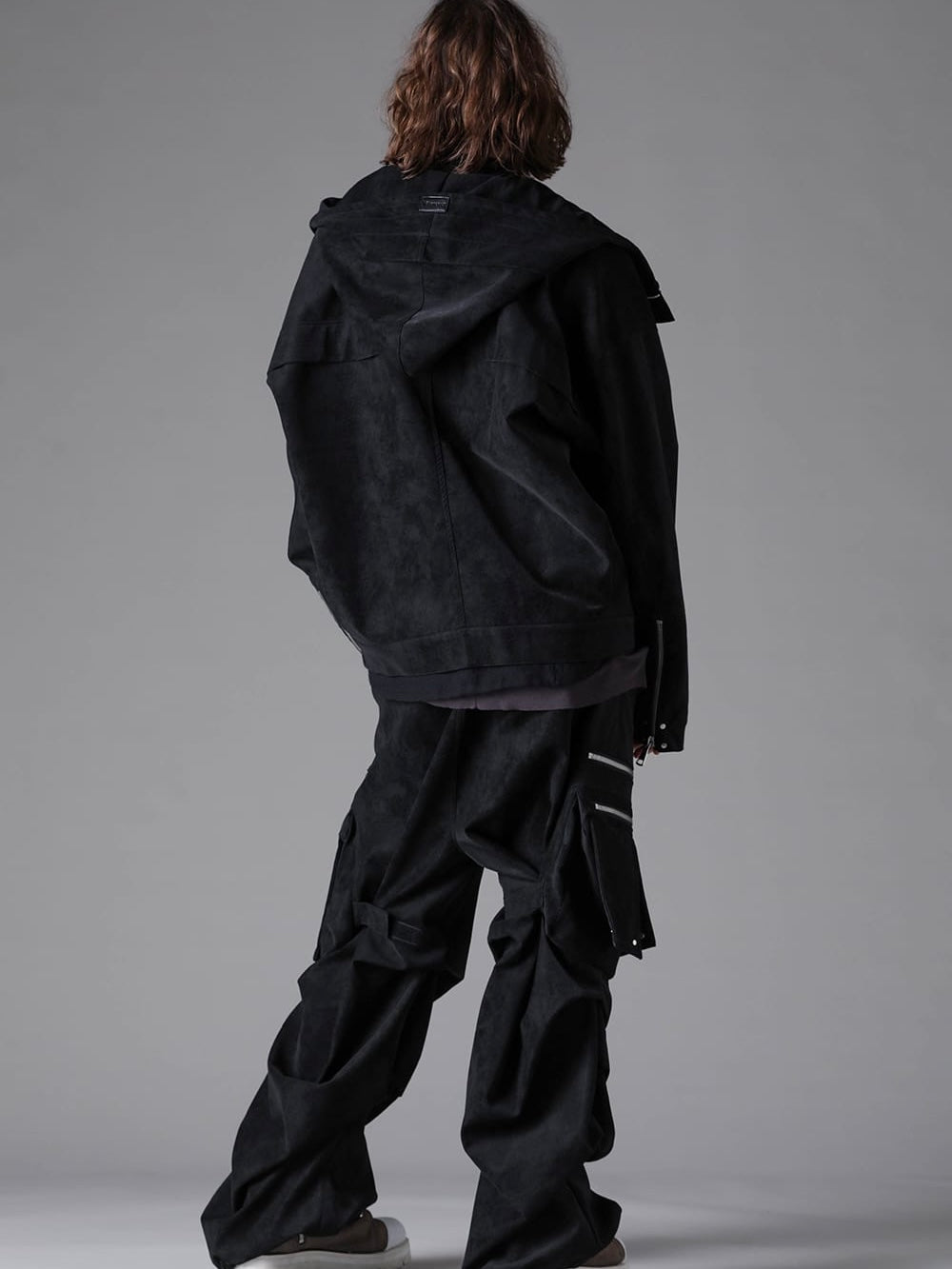 VEGAN LEATHER HOODIE BLOUSON(BLACK)