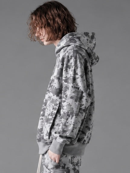 SWEAT CARGO HOODIE PULLOVER(L.GREY)