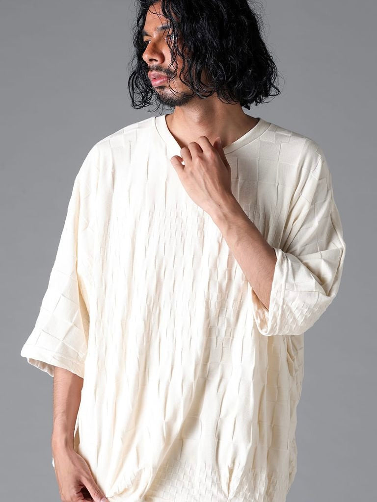 GRADIENT PLAID PATTERN JUMBO TEE
