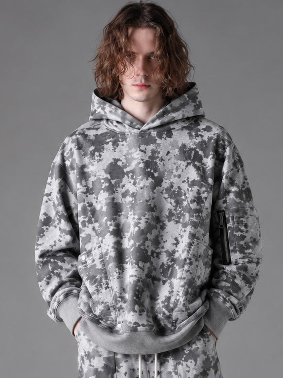 SWEAT CARGO HOODIE PULLOVER(L.GREY)