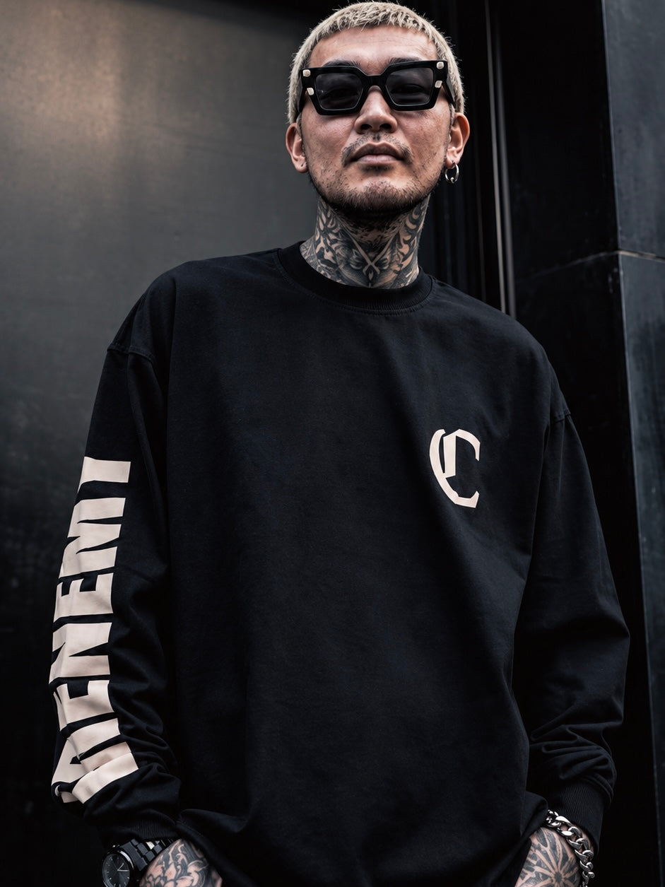 FRENEMY L/S TEE(BLACK×BEIGE)