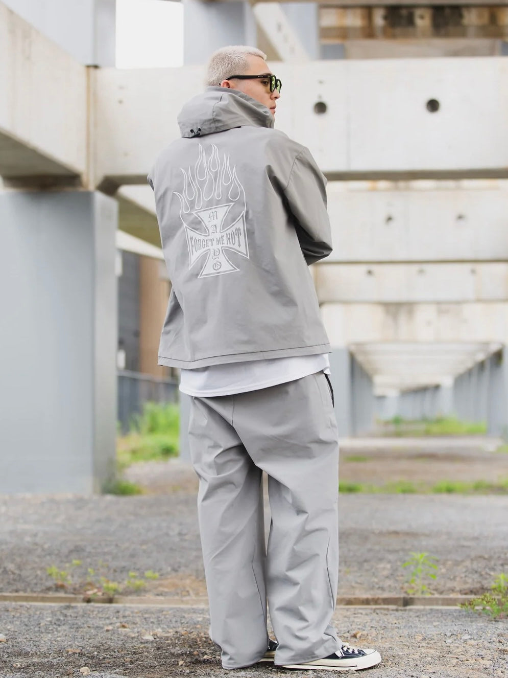 FIRE IRON CROSS EMBROIDERY NYLON JKT(GRAY)
