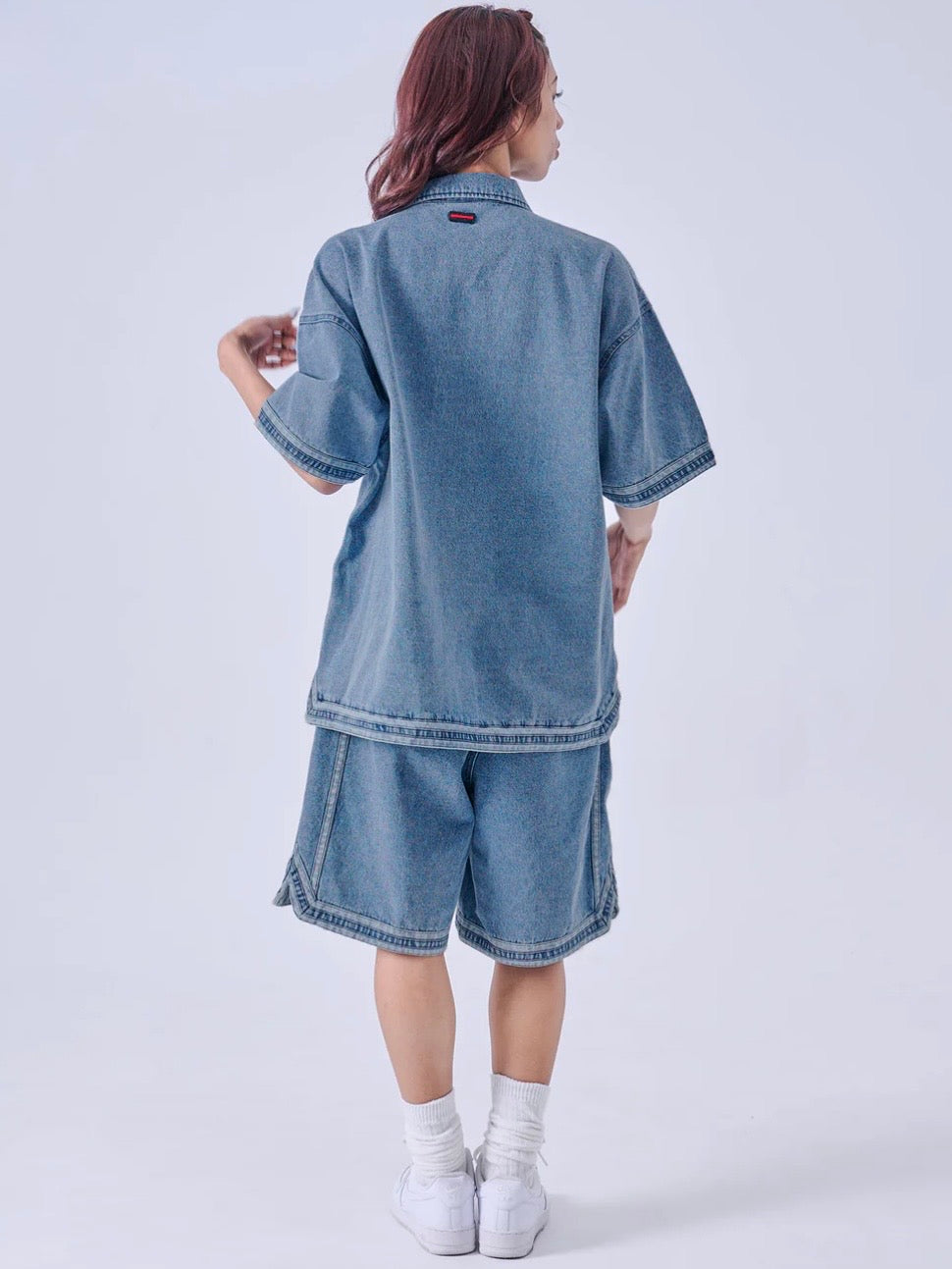 DENIM WARM UP SHIRTS/BLUE