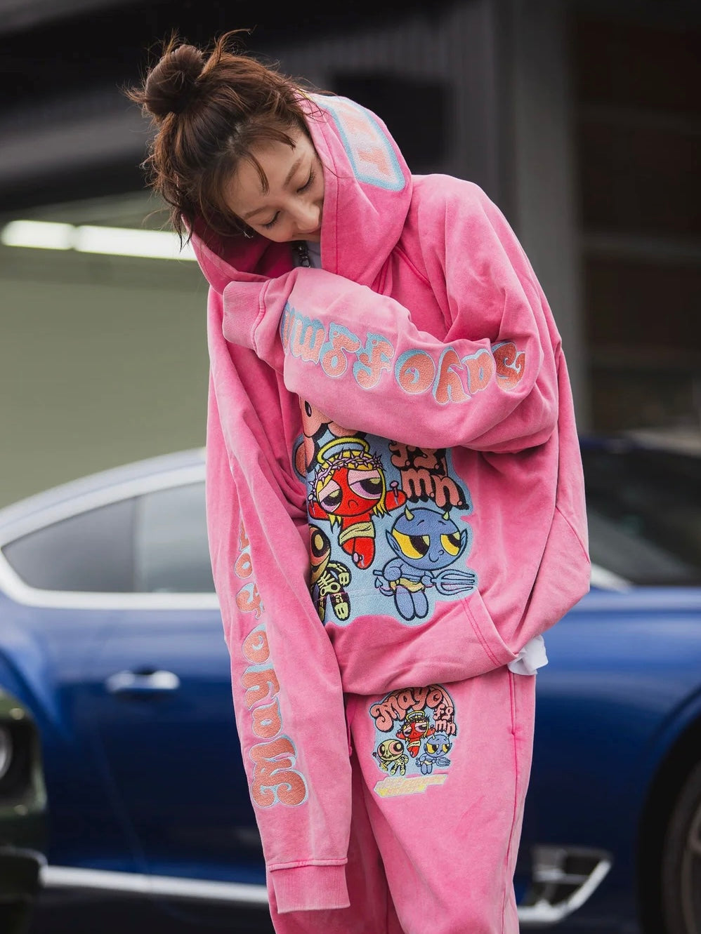 POWERPUFF MAYO EMBROIDERY HOODIE(PINK)