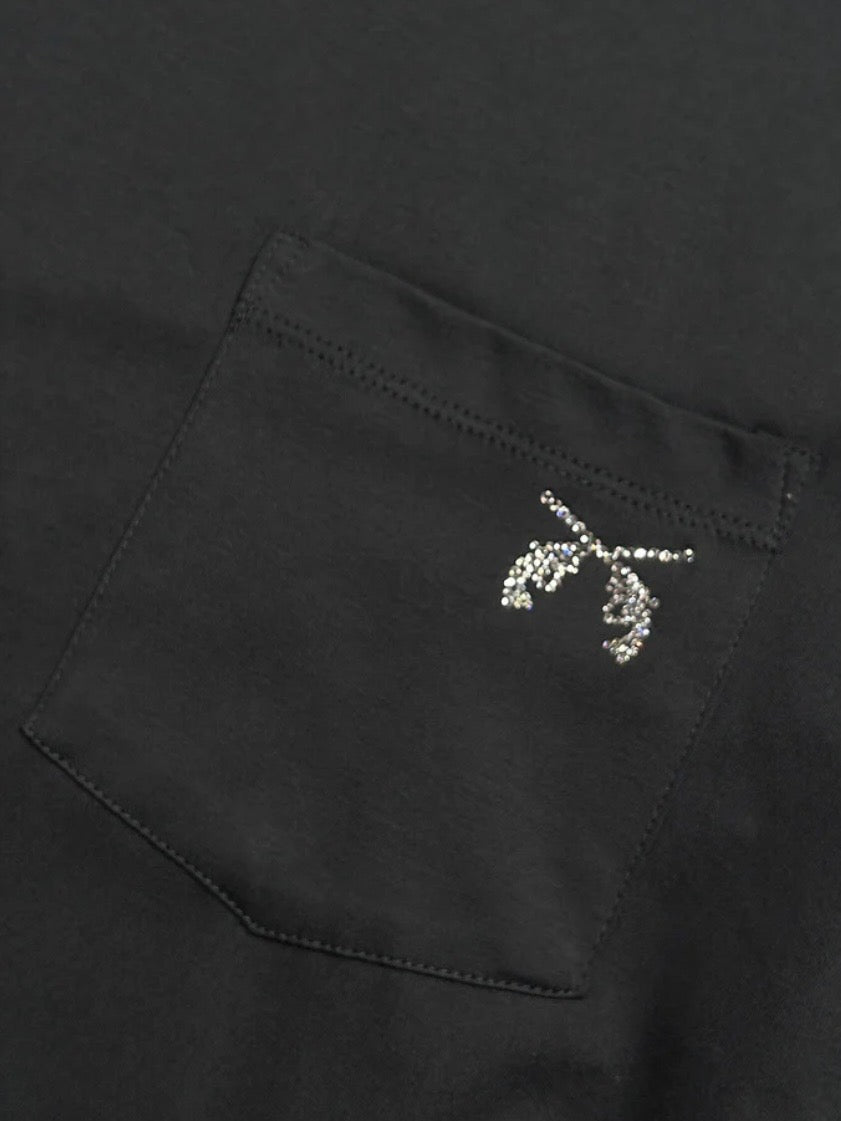SWAROVSKI CRYSTAL CROSSGUN POCKET T-SHIRT