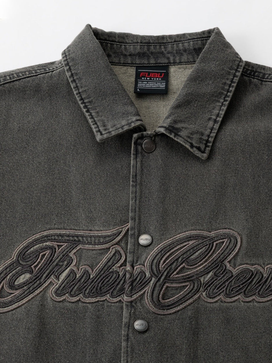 DENIM WARM UP SHIRTS/BLACK