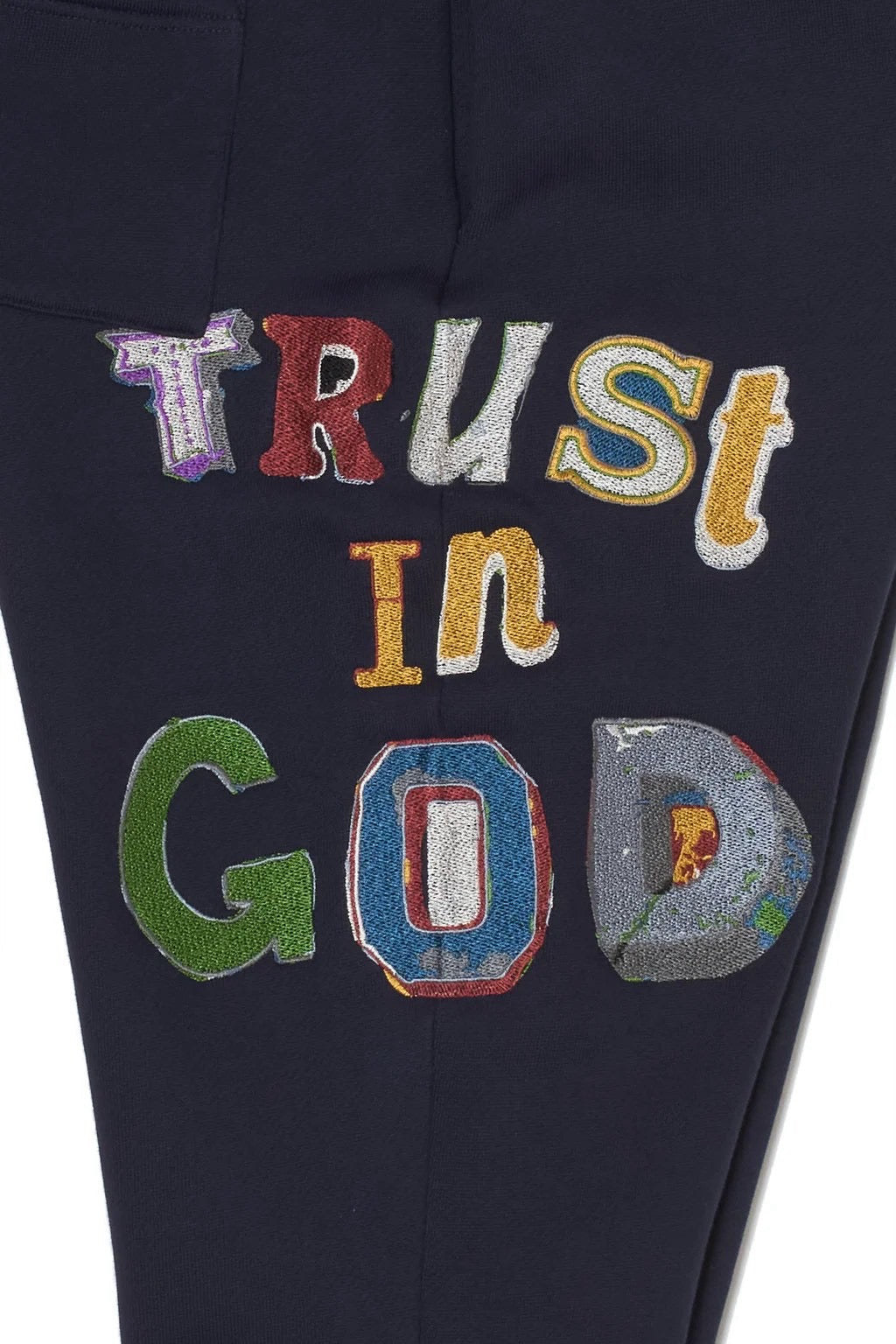 TRUST IN GOD EMBROIDERY SWEAT PANTS/NAVY