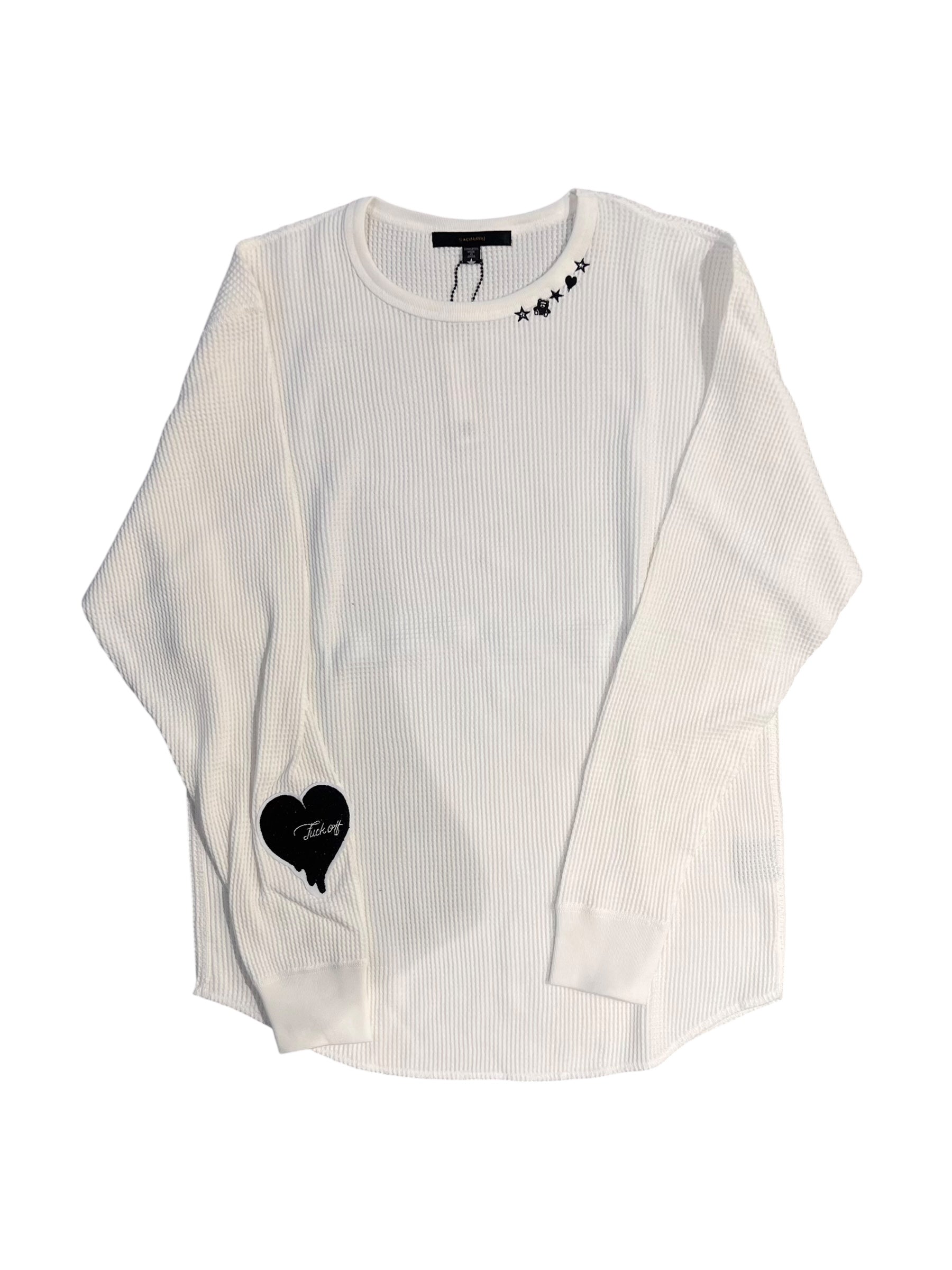 ヘビーウエイトコットンワッフルハートラメサガラパッチLS Tシャツ