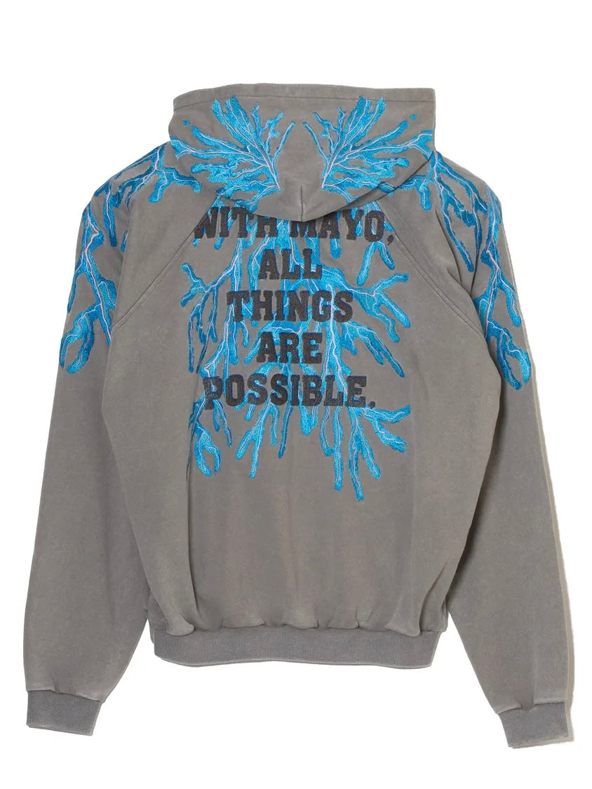 GREAT MAYO THUNDER EMBROIDERY ZIP UP HOODIE(GRAY)