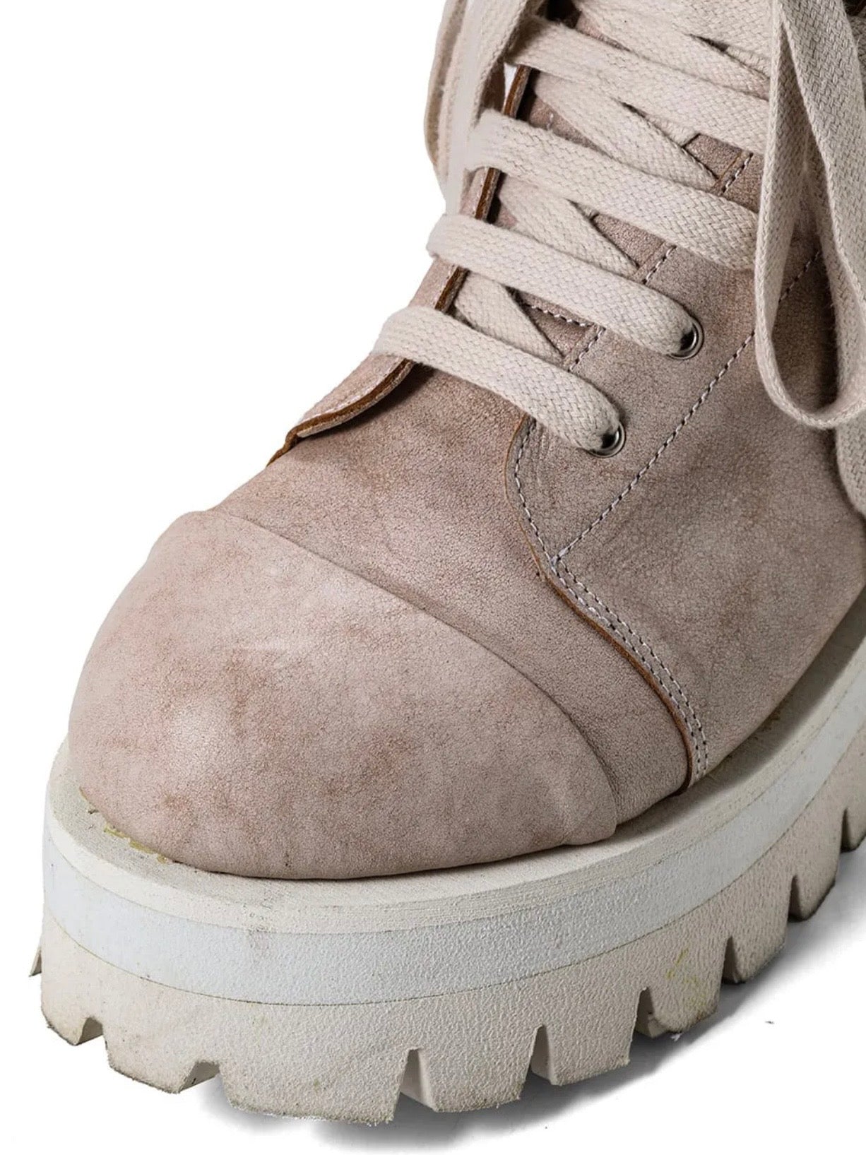 COW LEATHER BOOTS/ASHPINK×WHITE