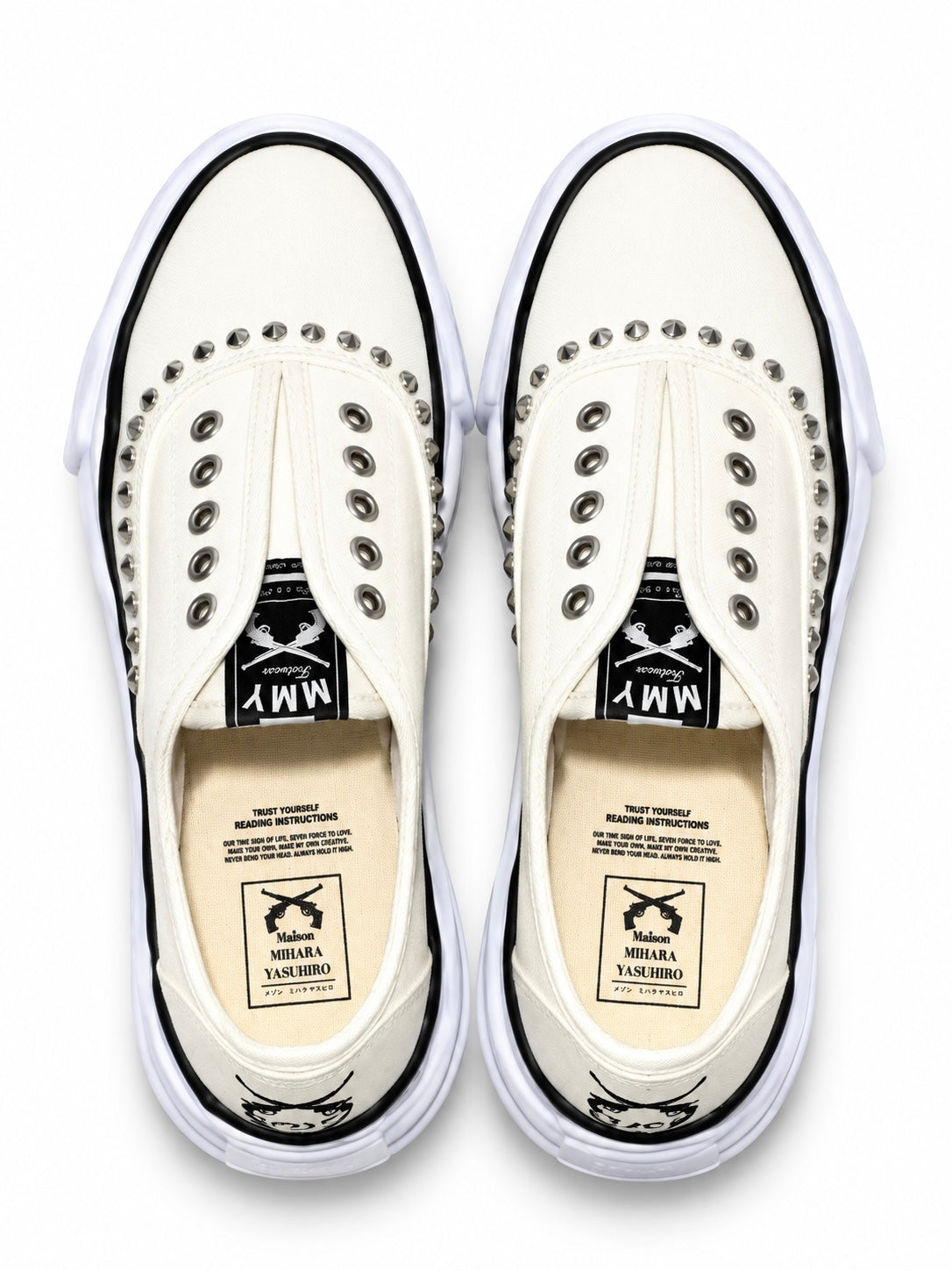 "BAKER" STUDS SLIP-ON SNEAKERS(WHITE×WHITE)