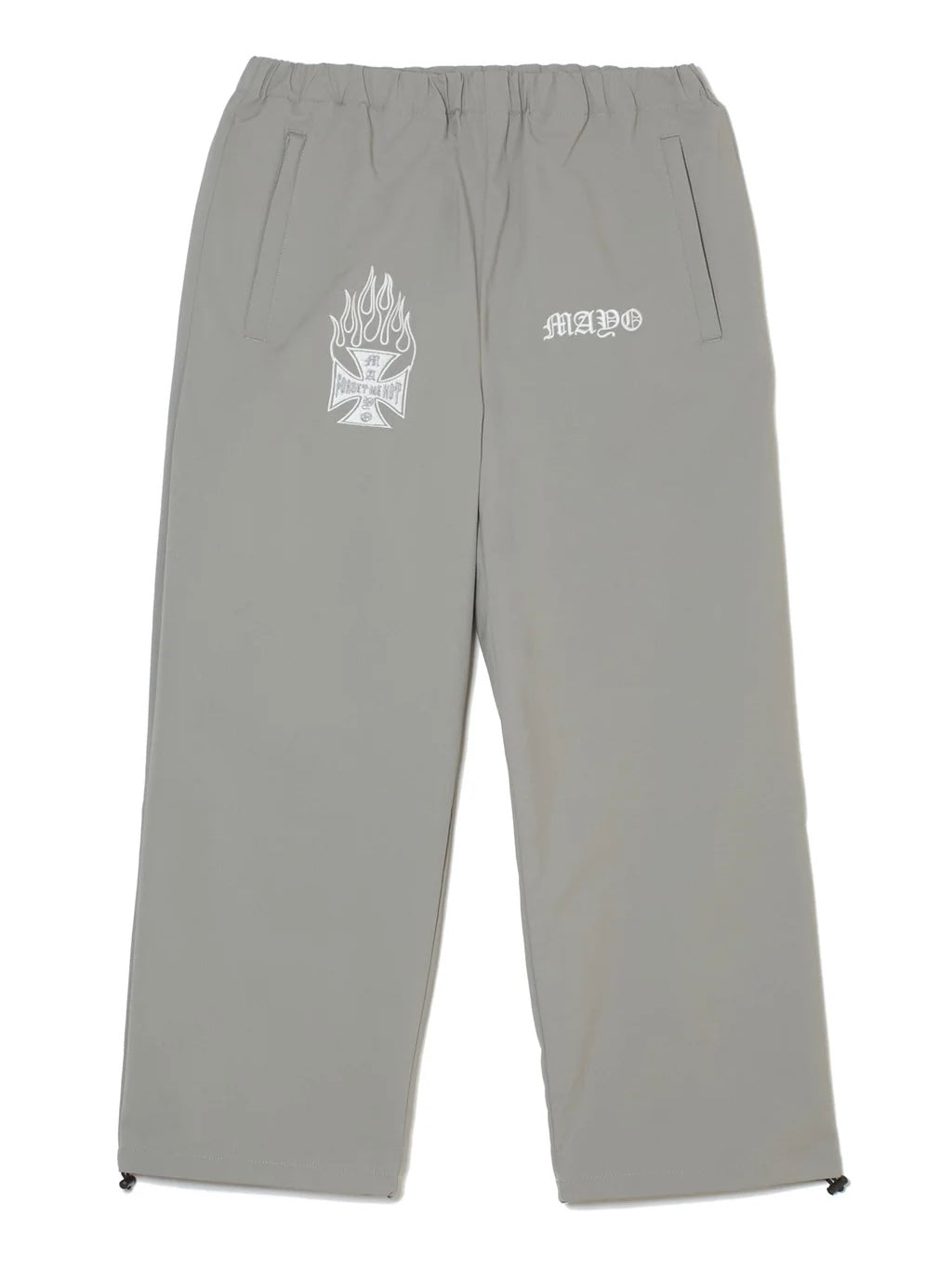 FIRE IRON CROSS EMBROIDERY NYLON PANTS(GRAY)