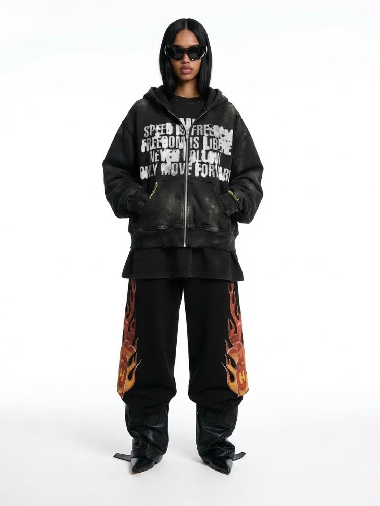 FULL SPEED ZIP HOODIE / BLACK