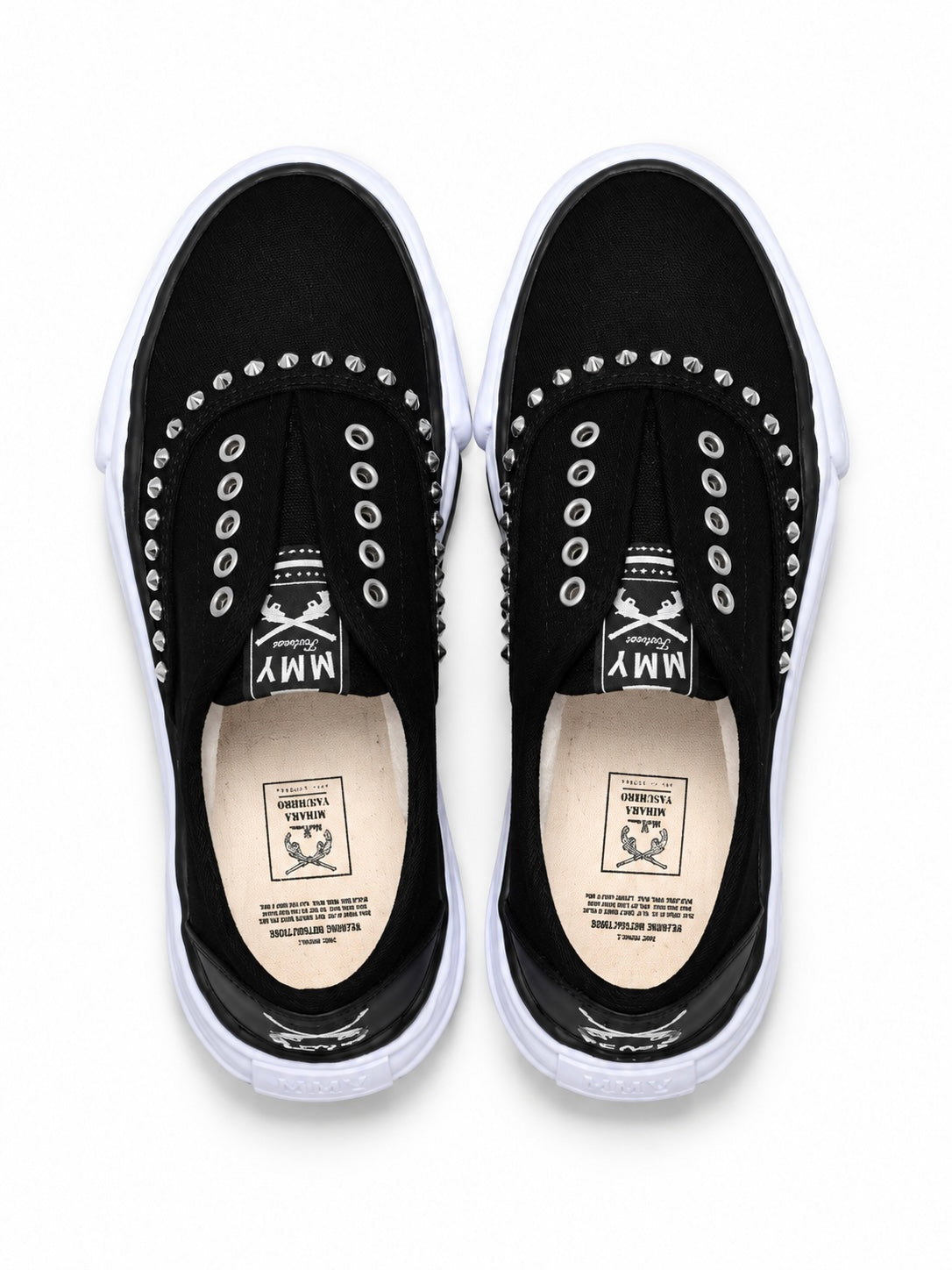 "BAKER" STUDS SLIP-ON SNEAKERS(BLACK×WHITE)