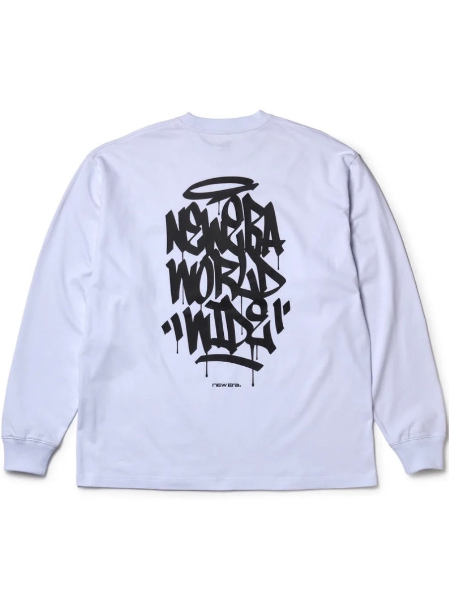 長袖 オーバーサイズド コットン Tシャツ Tagging Logo ホワイト