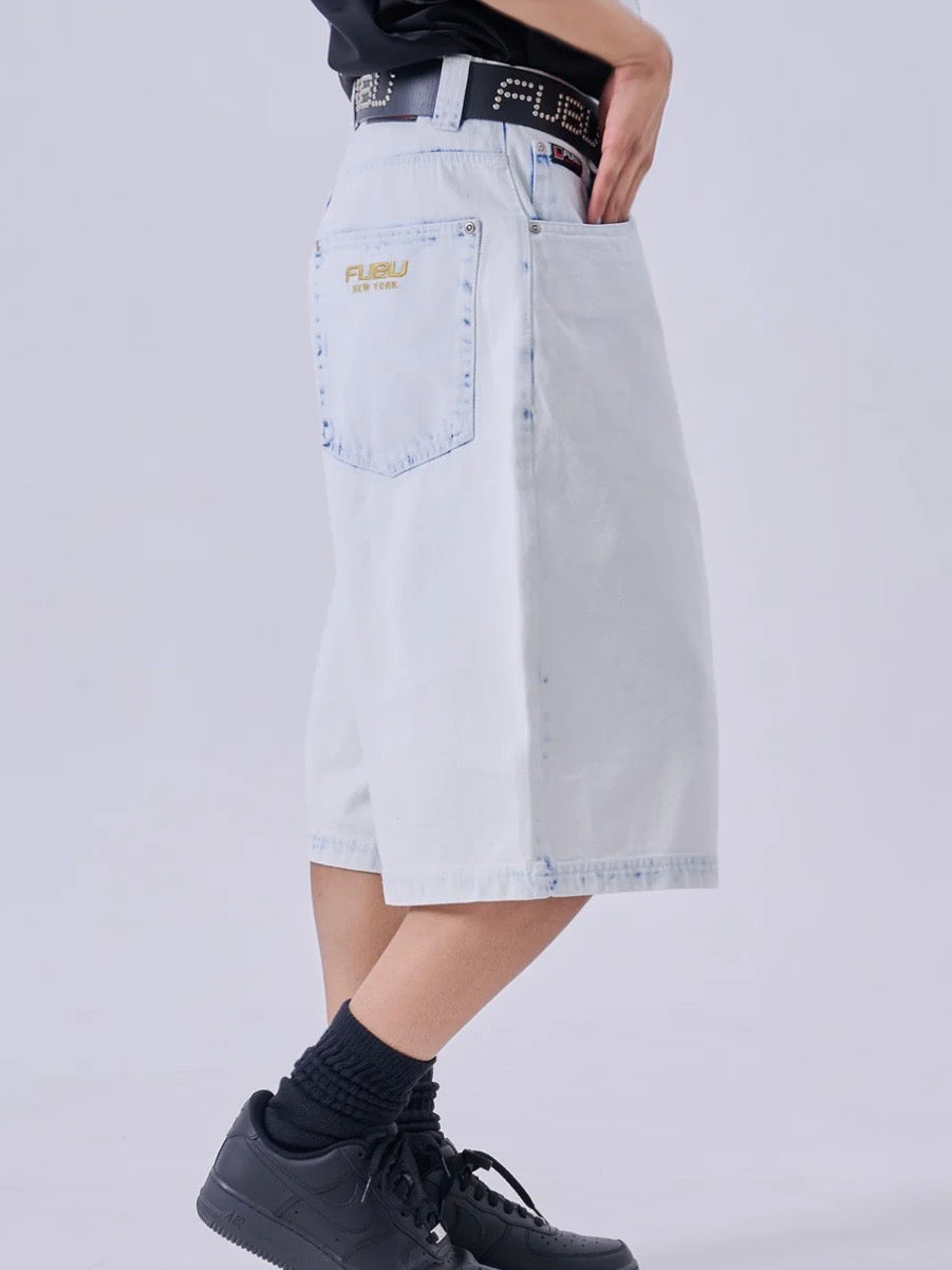 DENIM BUGGY SHORTS/WHITE