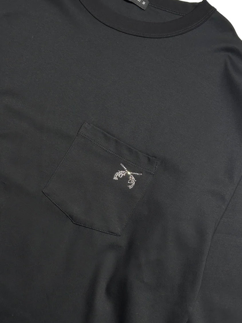 SWAROVSKI CRYSTAL CROSSGUN POCKET T-SHIRT
