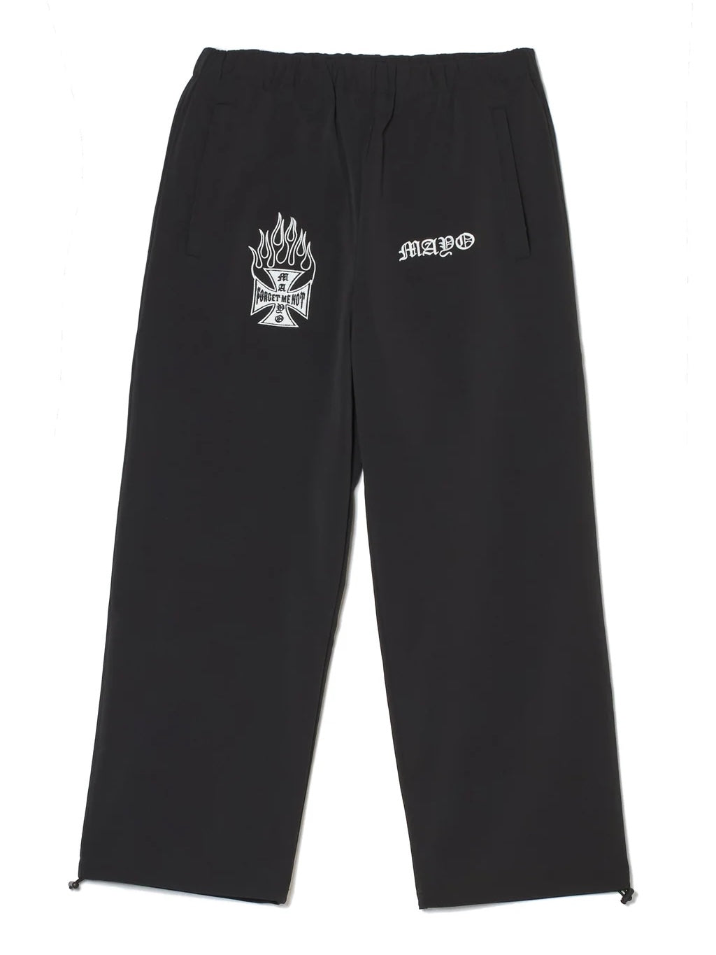 FIRE IRON CROSS EMBROIDERY NYLON PANTS(BLACK)