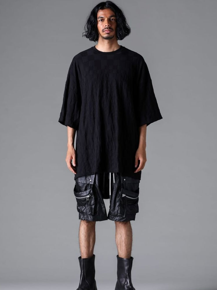 GRADIENT PLAID PATTERN JUMBO TEE