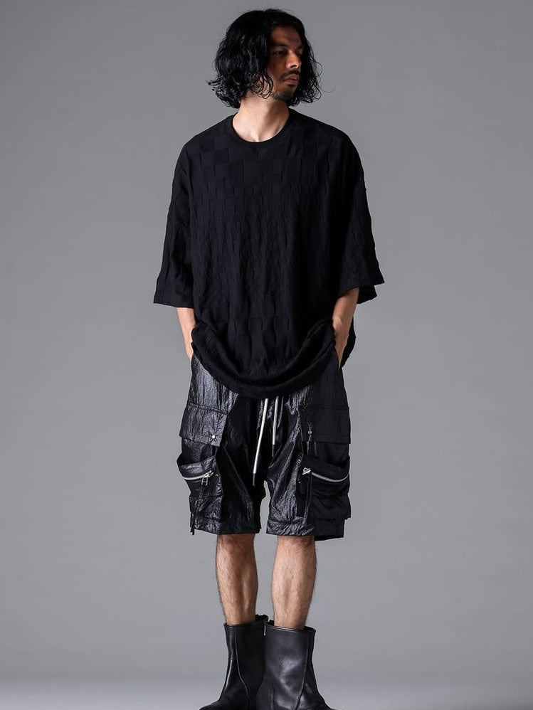 GRADIENT PLAID PATTERN JUMBO TEE