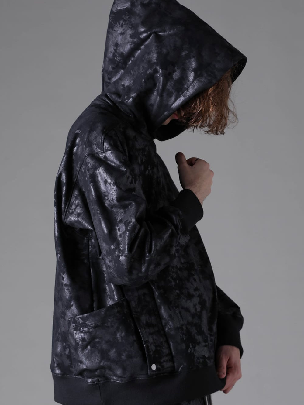 SWEAT CARGO HOODIE PULLOVER(BLACK)