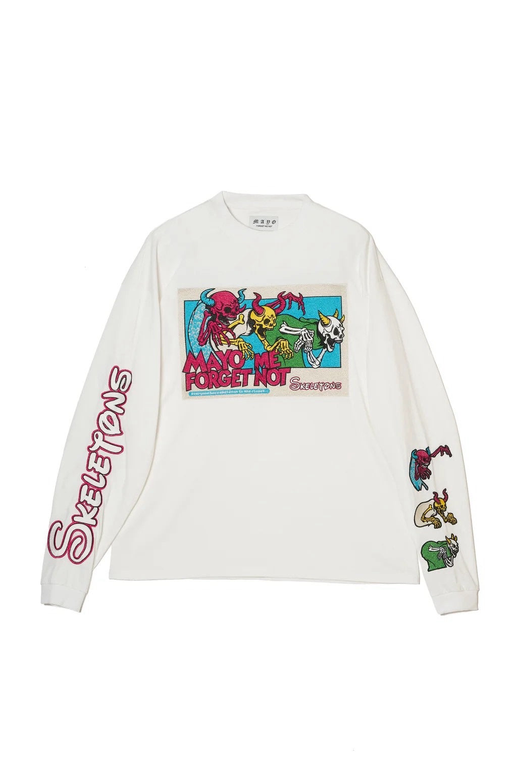 A SKELETON IN THE CLOSET EMBROIDERY LONG SLEEVE TEE/WHITE
