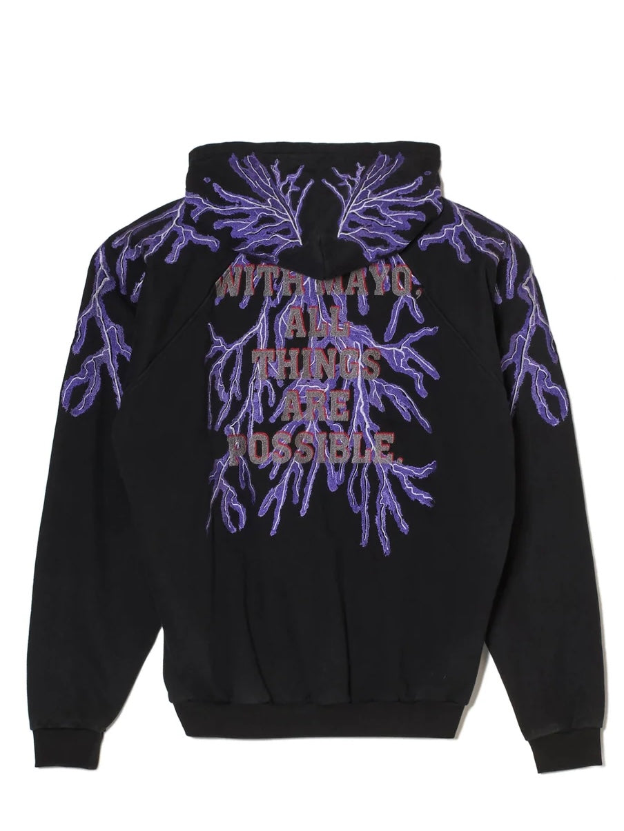 GREAT MAYO THUNDER EMBROIDERY ZIP UP HOODIE(BLACK)