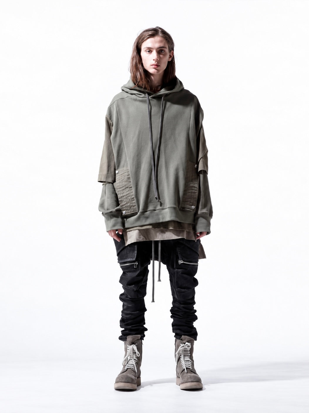 Strtch Denim Coatiing Cargo Sarouel Skinny(BLACK)