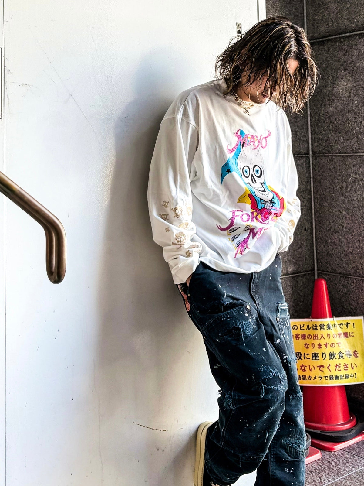 "believe reincarnation embroidery long sleeve tee"