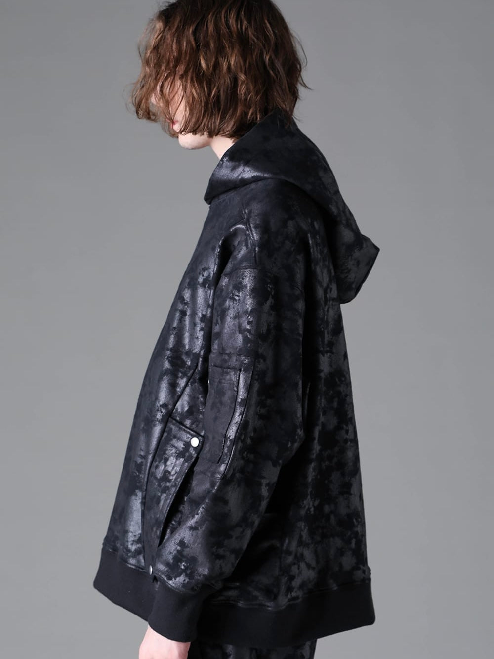 SWEAT CARGO HOODIE PULLOVER(BLACK)