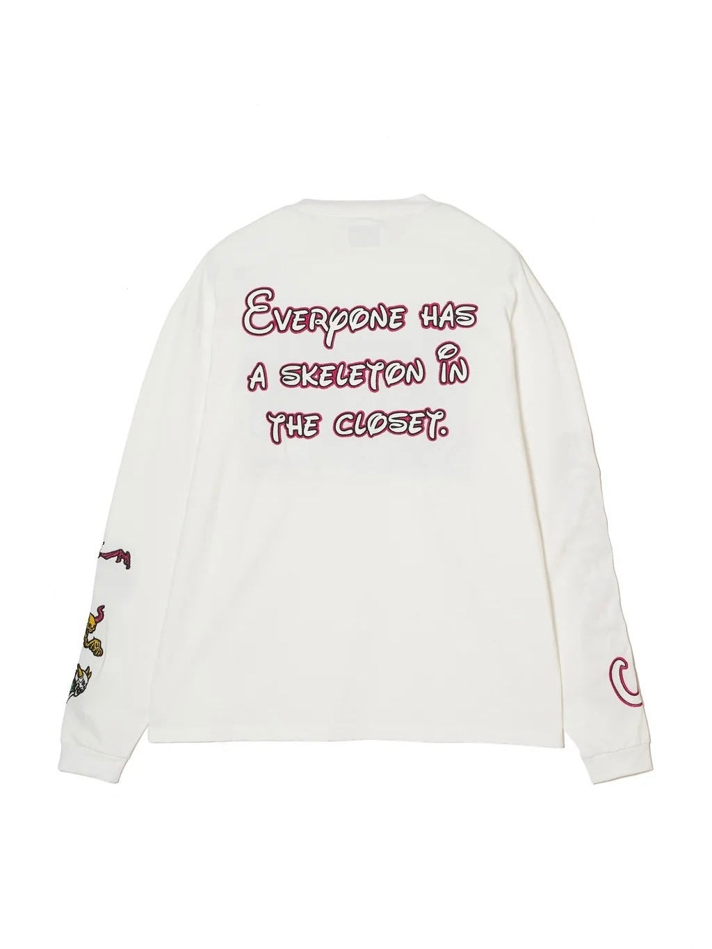 A SKELETON IN THE CLOSET EMBROIDERY LONG SLEEVE TEE/WHITE
