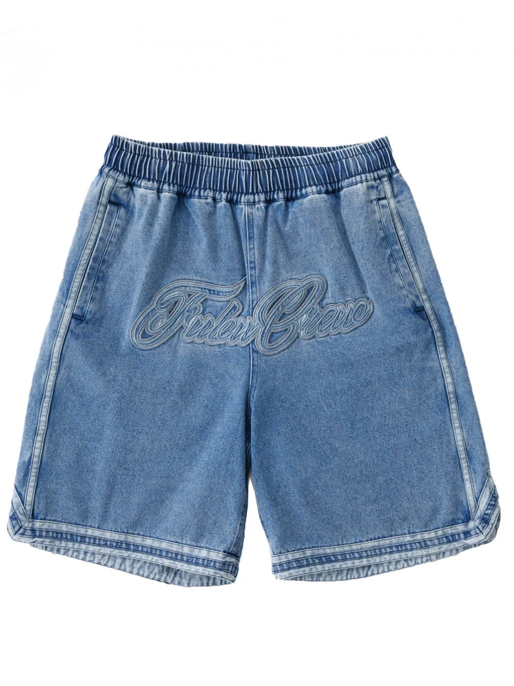 DENIM WARM UP SHORTS/BLUE