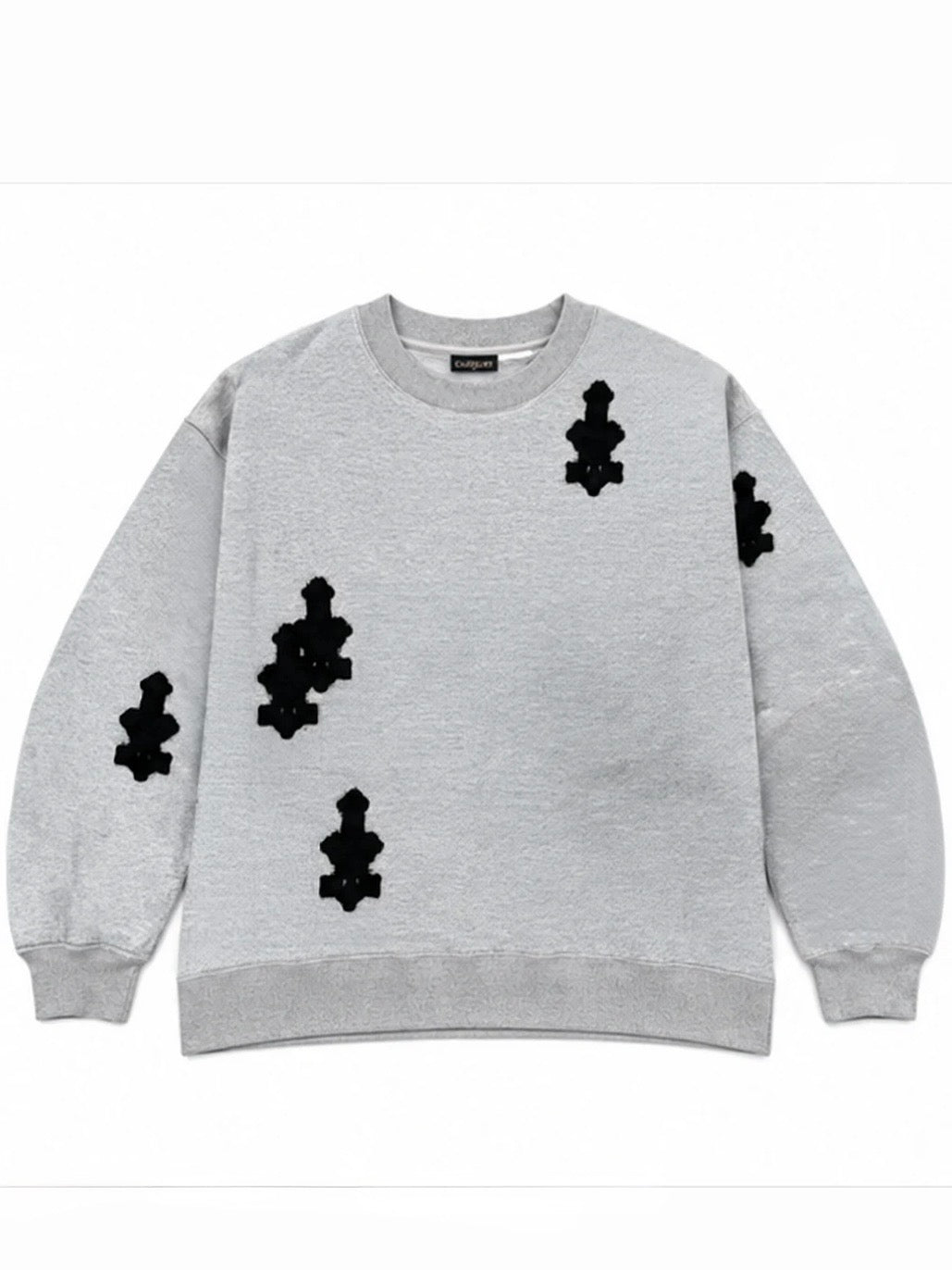 CROSS PATCHED SWEAT SHIRT(GRAY)