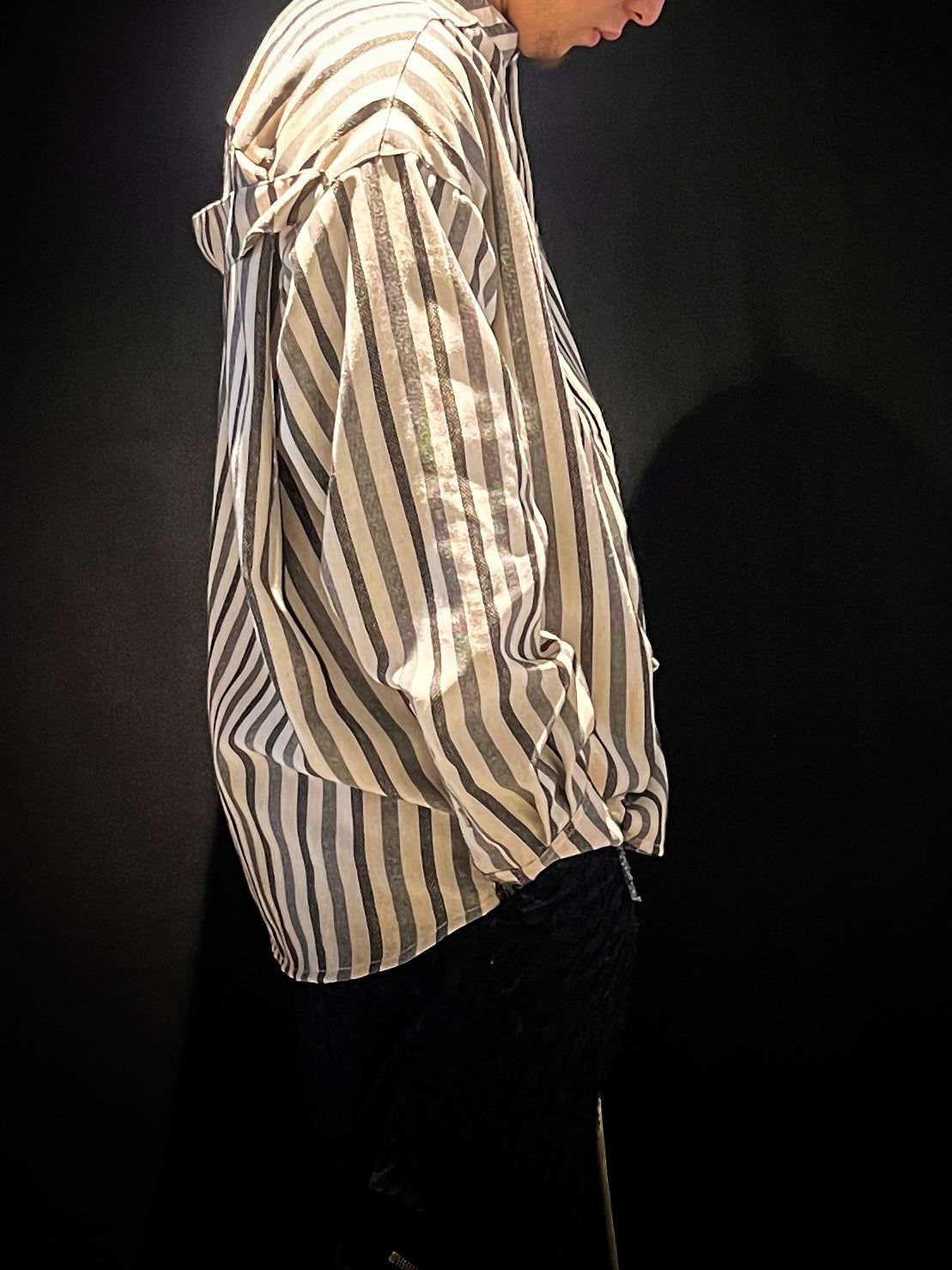 STRIPES SHIRTS(CREAM x LIGHT GREY)