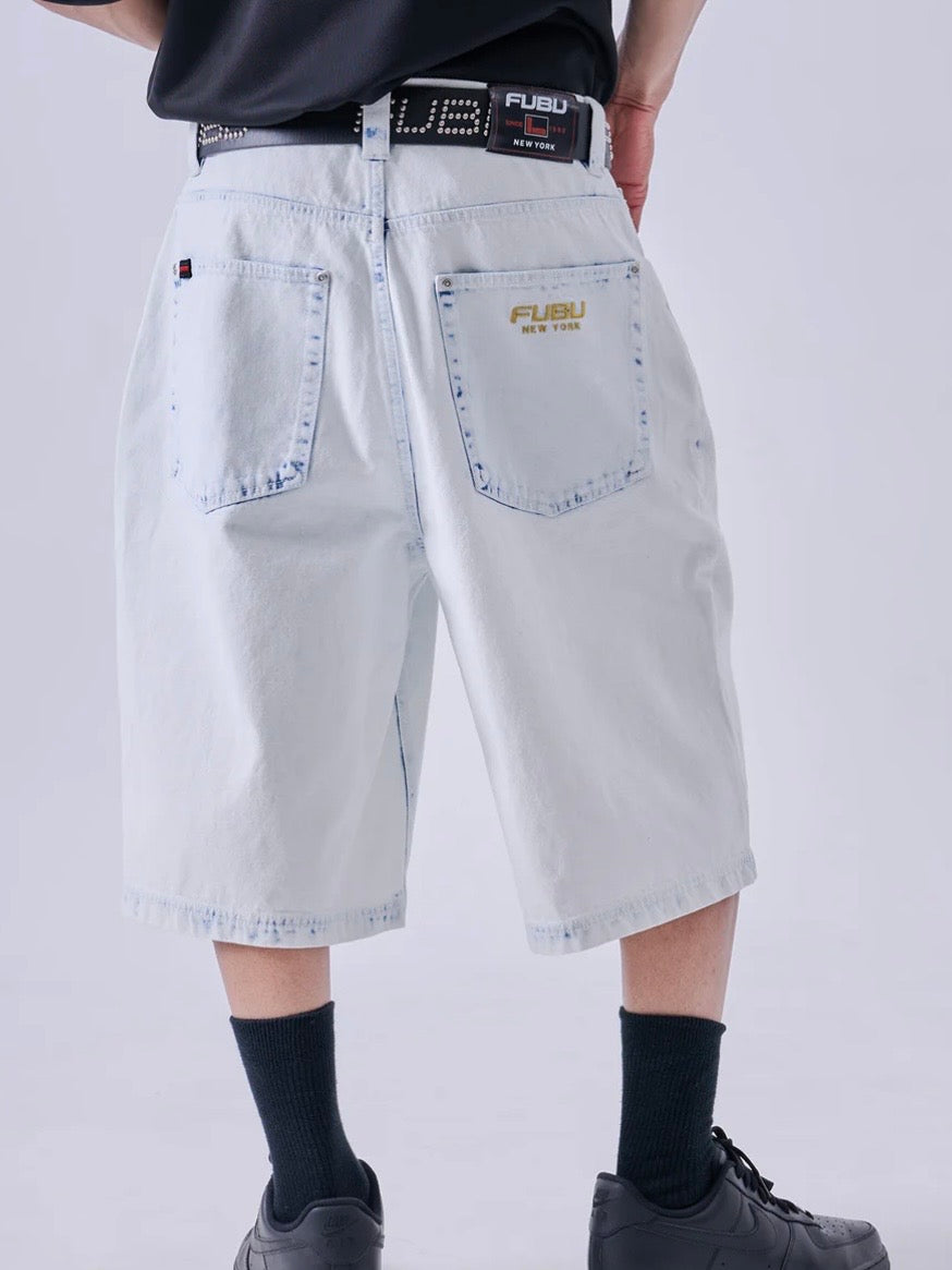 DENIM BUGGY SHORTS/WHITE