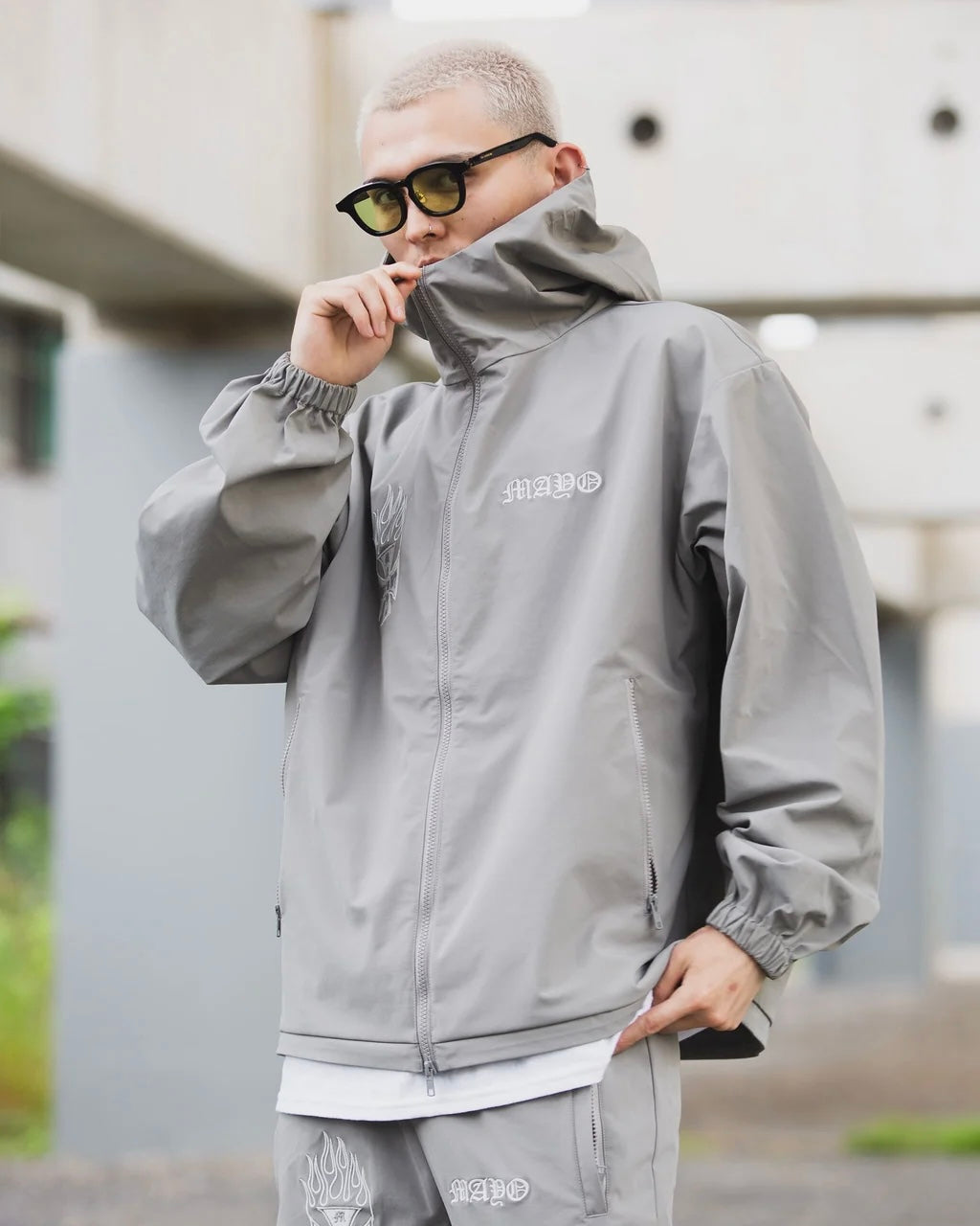 FIRE IRON CROSS EMBROIDERY NYLON JKT(GRAY)