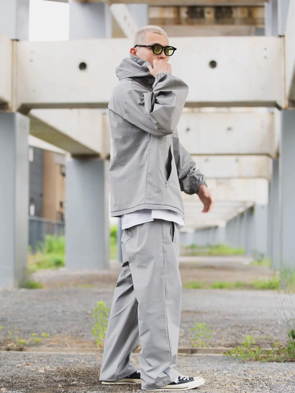 FIRE IRON CROSS EMBROIDERY NYLON JKT(GRAY)