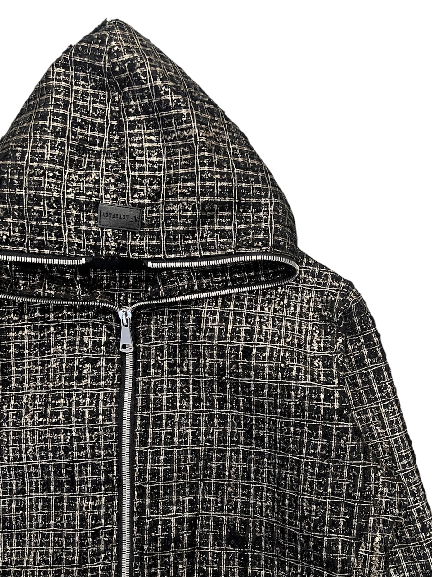 HOODED ZIPPER BLOUSON LUXURY TWEED (BLACK x GOLD)