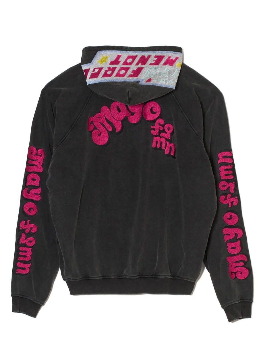 POWERPUFF MAYO EMBROIDERY HOODIE(FADE BLACK PINK)