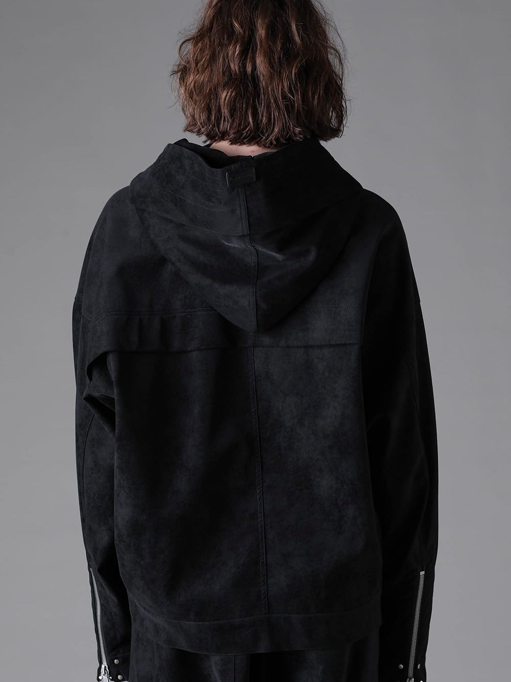VEGAN LEATHER HOODIE BLOUSON(BLACK)