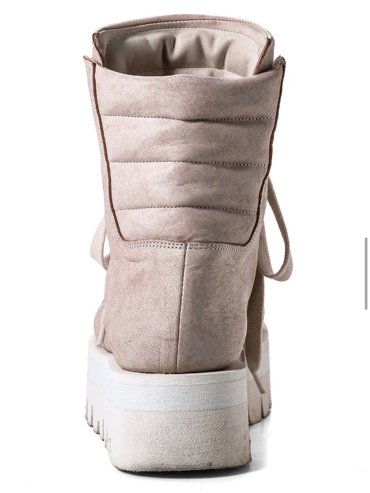 COW LEATHER BOOTS/ASHPINK×WHITE