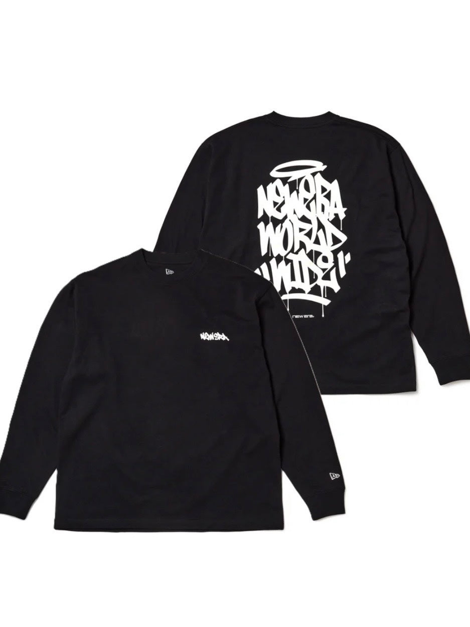 長袖 オーバーサイズド コットン Tシャツ Tagging Logo ブラック