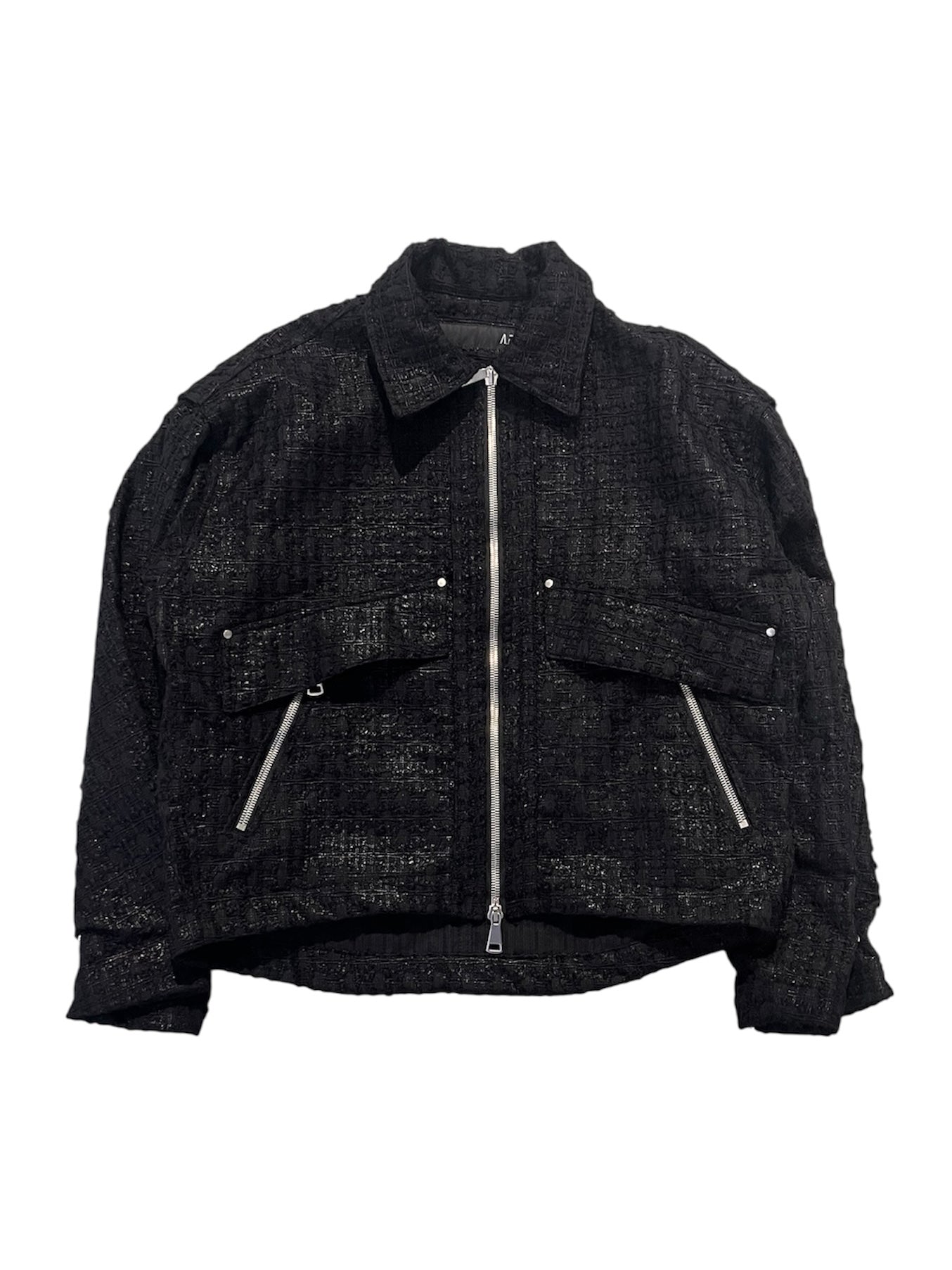 TUCK SLEEVE JACKET LUXURY TWEED (BLACK)