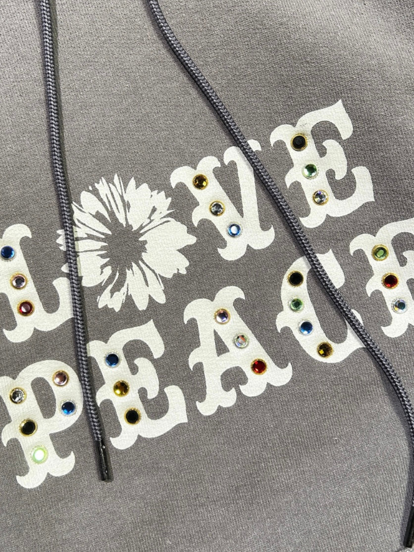 LOVE AND PEACE STONE NAIL HOODIE