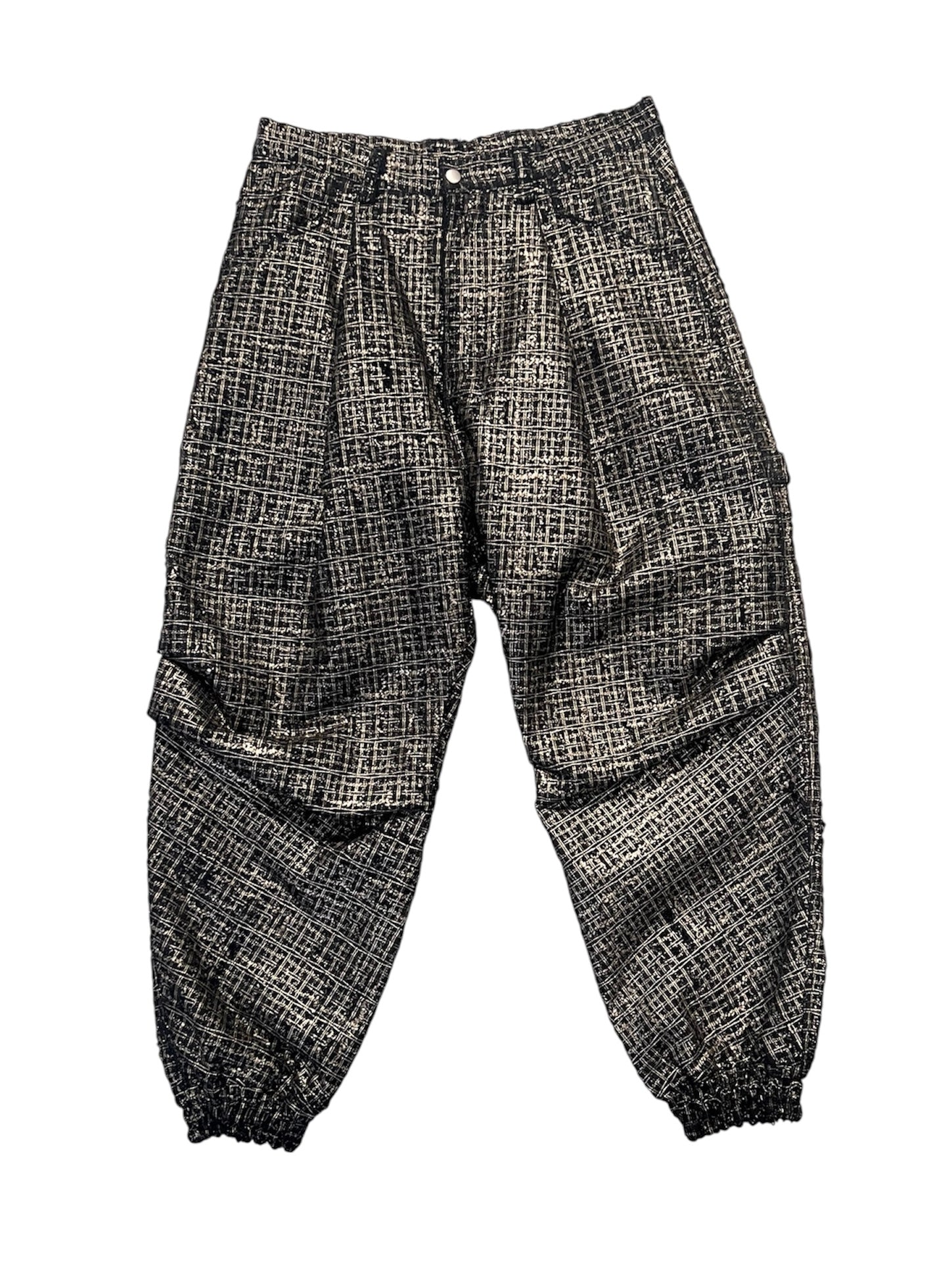 TUCK WIDE EASY PANTS LUXURY TWEED (BLACK)